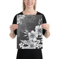 Hibiscus And Plumeria B&W Canvas 12x16 Canvas White - Polynesian Pride