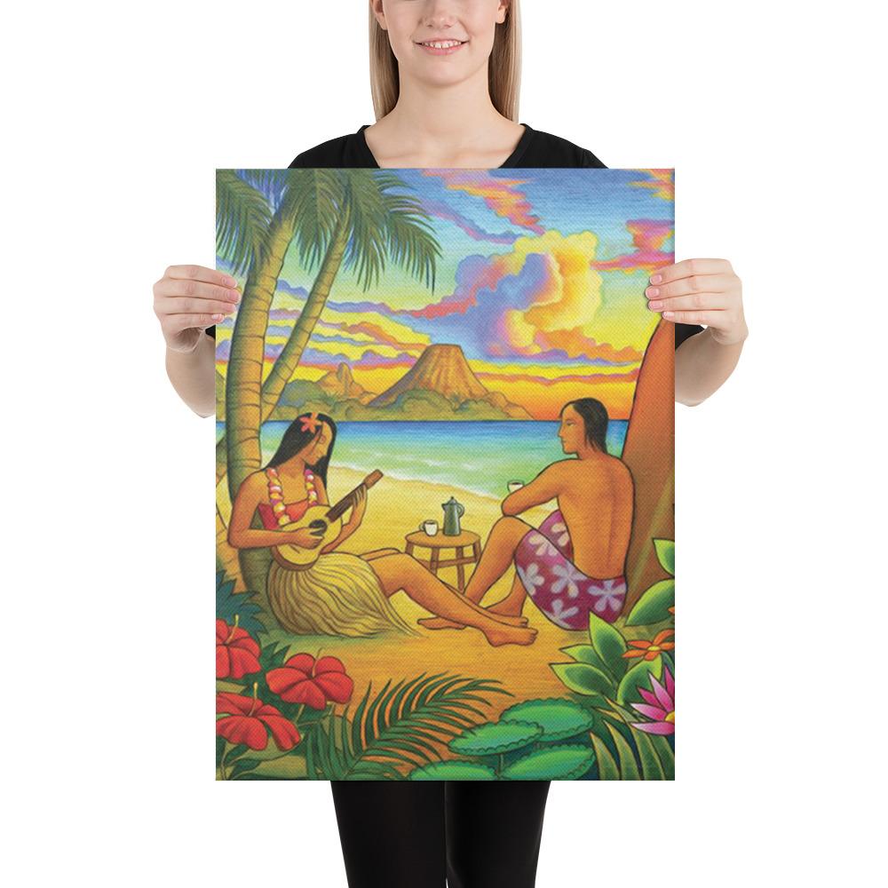 Sing A Song On A Beach Canvas 18x24 Canvas White - Polynesian Pride