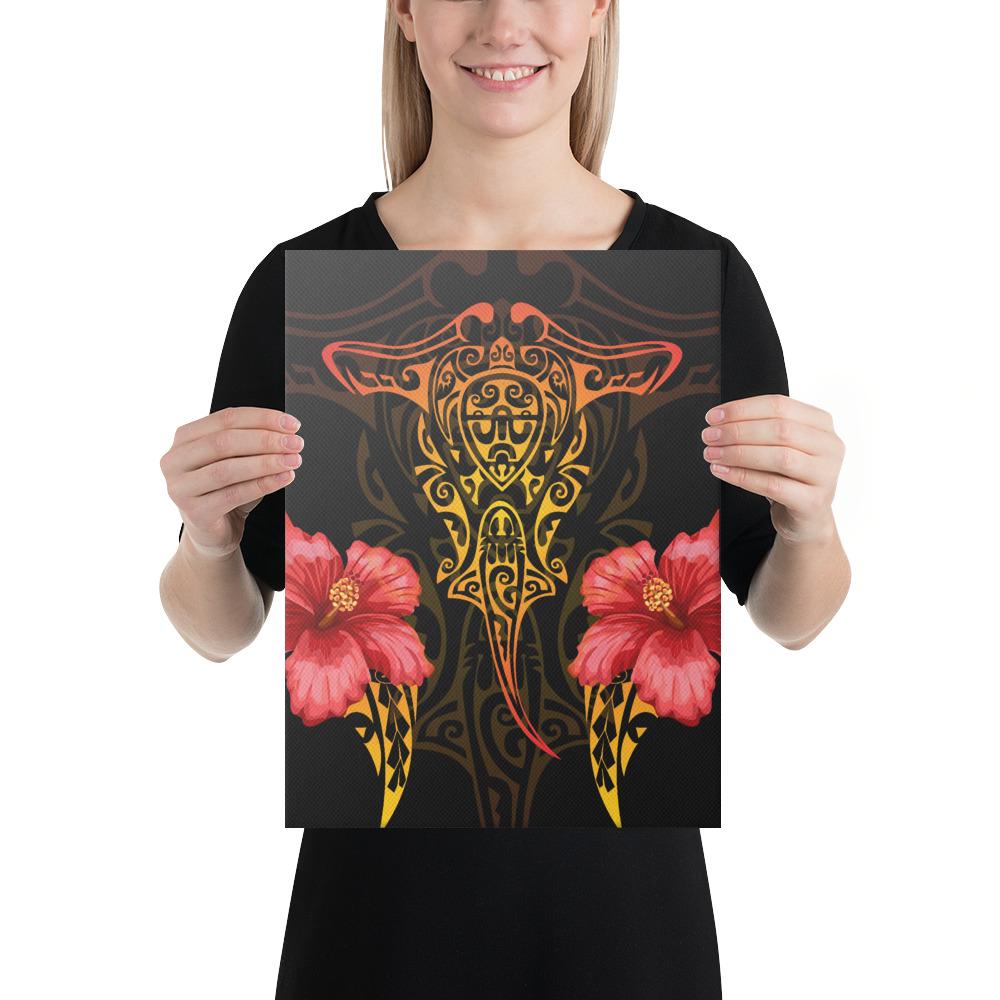 Hawaii Polynesian Hibiscus Animal Canvas 12x16 Canvas White - Polynesian Pride