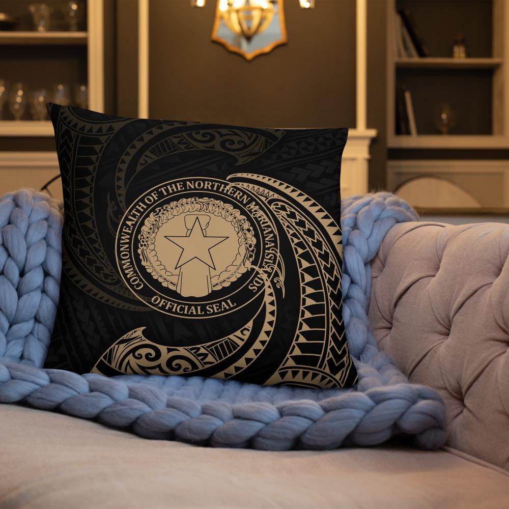 Northern Mariana Islands Polynesian Basic Pillow - Gold Tribal Wave - Polynesian Pride