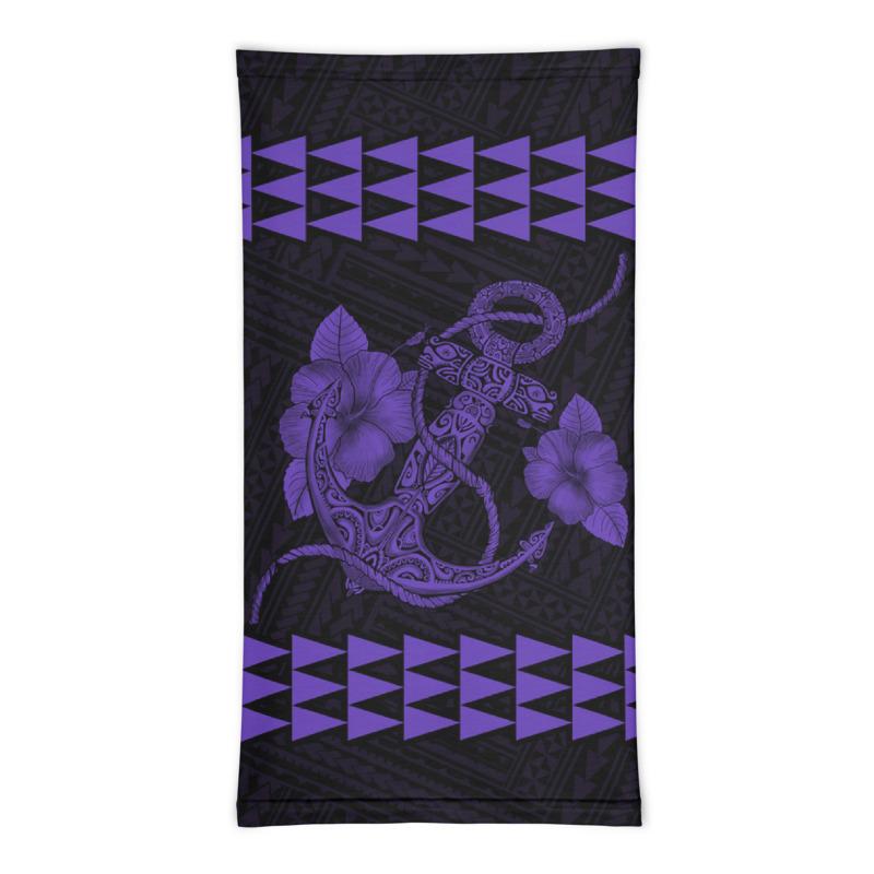 Hawaii Bandana Kakau Polynesian Anchor Neck Gaiter - Purple - Polynesian Pride