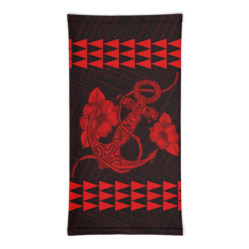 Hawaii Bandana Kakau Polynesian Anchor Neck Gaiter - Red - Polynesian Pride