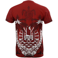 Tahiti Polynesian T Shirt Tahiti Flag Coconut Tree A02 - Polynesian Pride