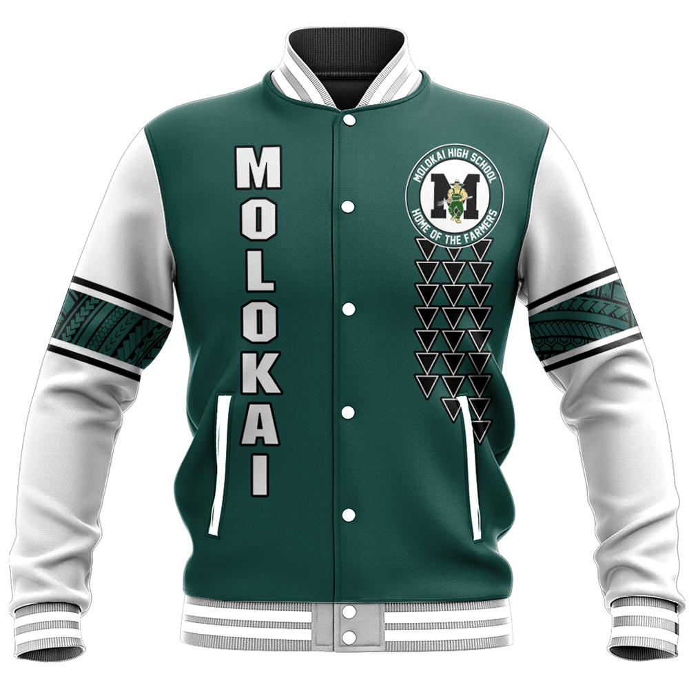 (Personalized) Hawaii Baseball Jacket - Molokai High Custom Your Class Baseball Jacket - AH Unisex Green - Polynesian Pride