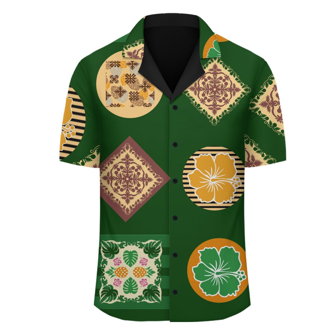 (Personalized) Hawaii Royal Pattern - Hawaiian Shirt - Cade Style - Green - Polynesian Pride