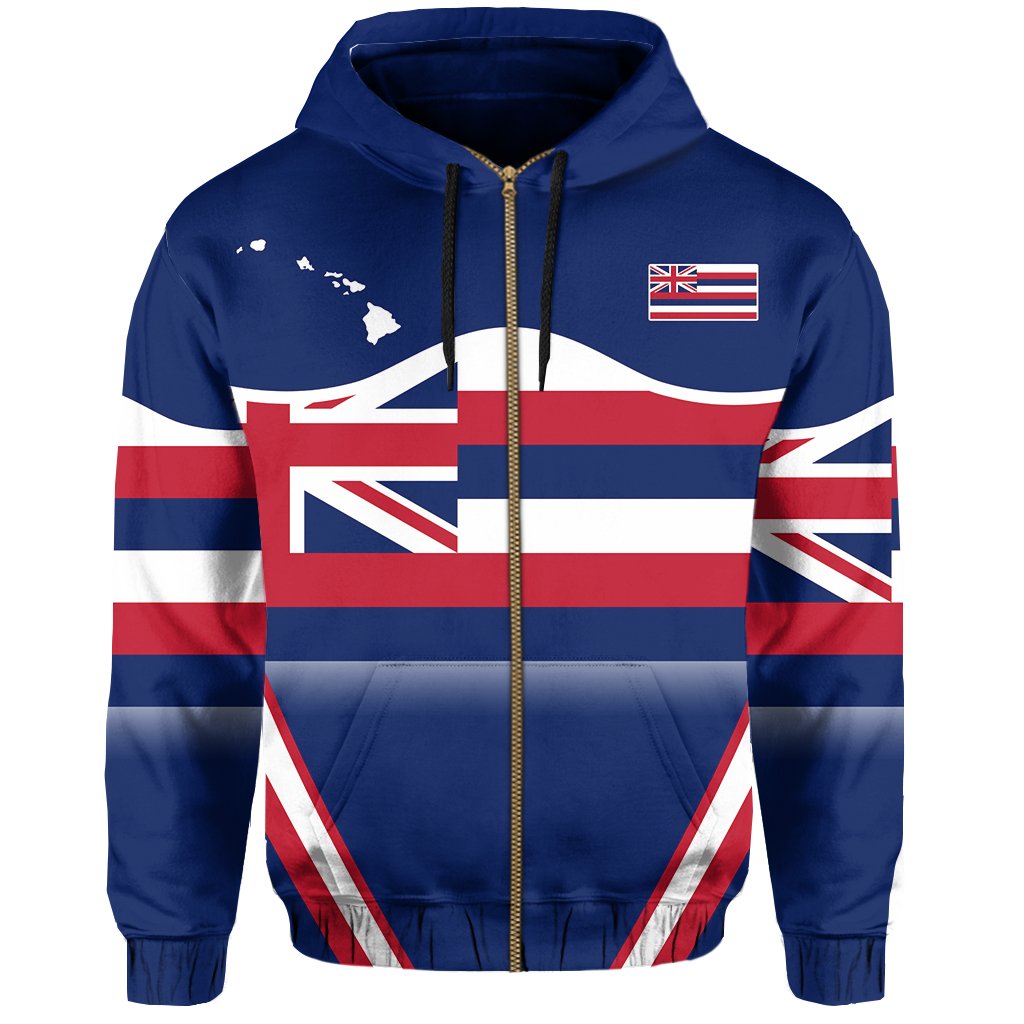 Hawaii Coat of Arms Zip Hoodie Line Sport - Polynesian Pride