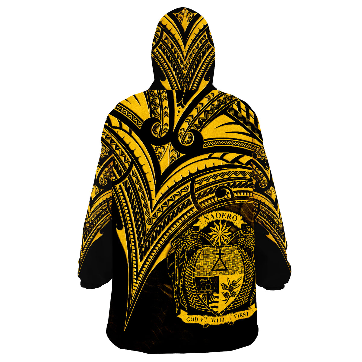 Nauru Gold Color Cross Style Wearable Blanket Hoodie LT9 - Polynesian Pride