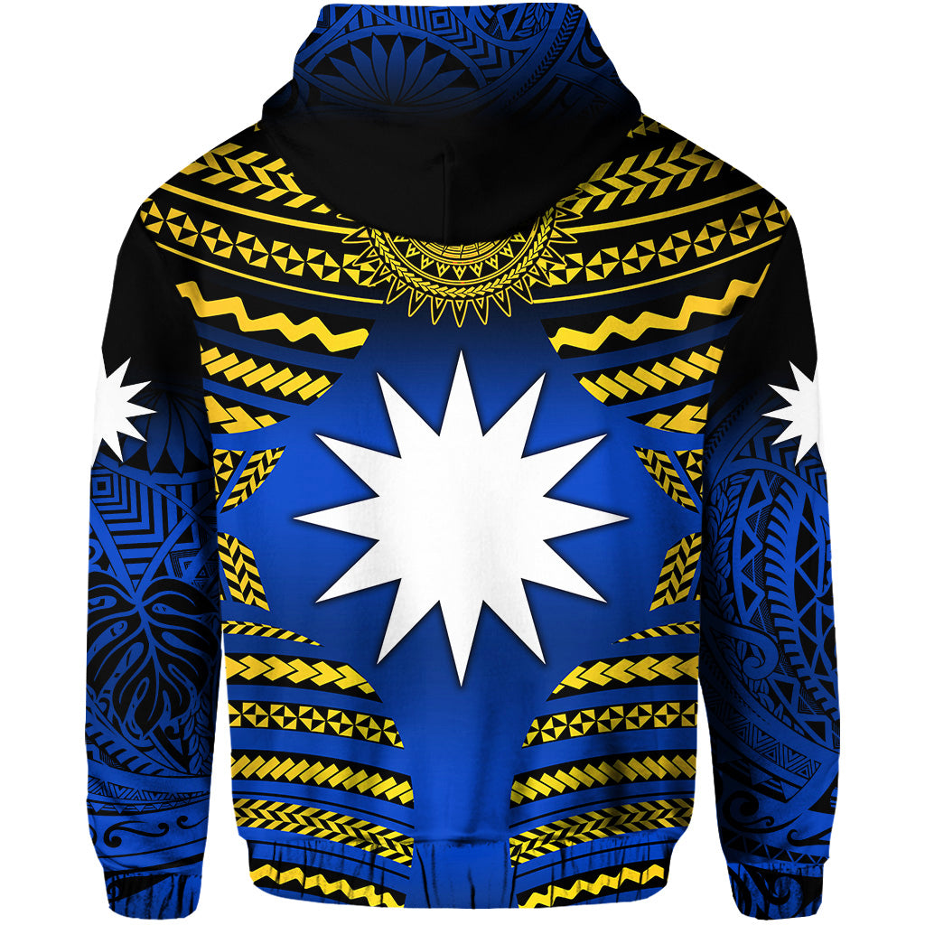 Nauru Polynesian Flag Hoodie Creative Style Gradient Blue LT8 - Polynesian Pride