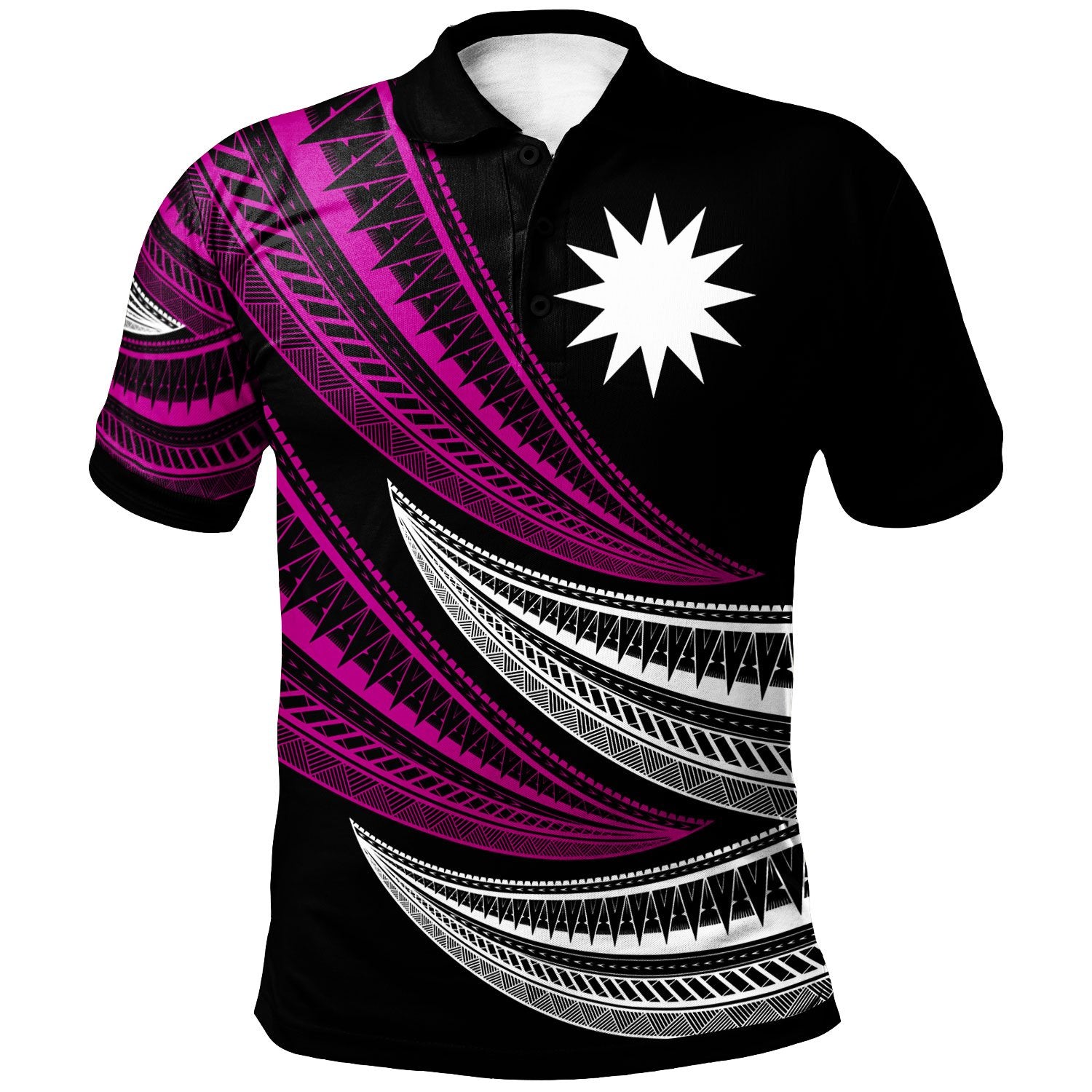 Nauru Custom Polo Shirt Wave Pattern Alternating Purple Color Unisex Purple - Polynesian Pride