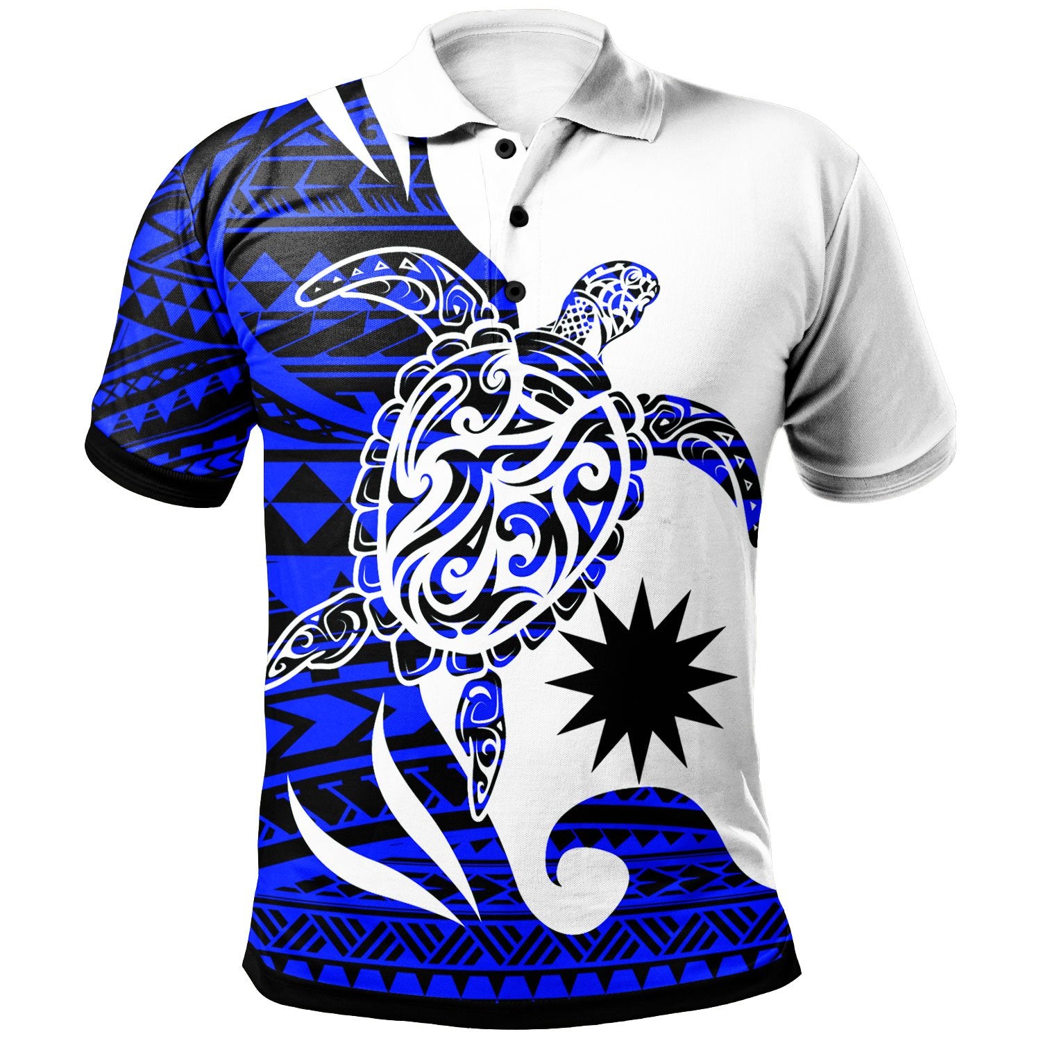 Nauru Custom Polo Shirt Mega Turtle Unisex Blue - Polynesian Pride