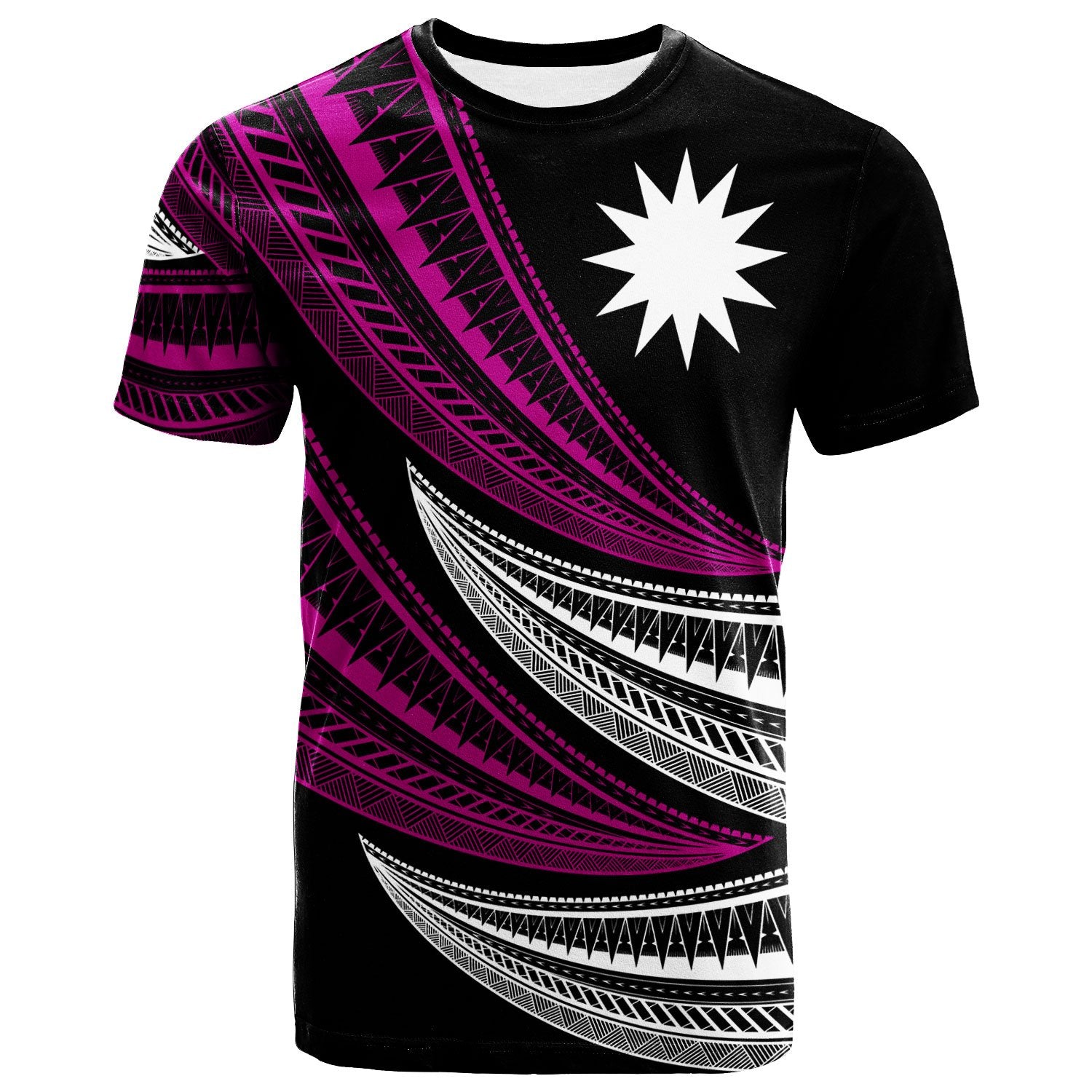 Nauru Custom T Shirt Wave Pattern Alternating Purple Color Unisex Purple - Polynesian Pride