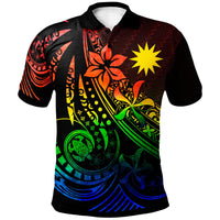 Nauru Polo Shirt The Flow Of The Ocean Rainbow Color Unisex Rainbow - Polynesian Pride