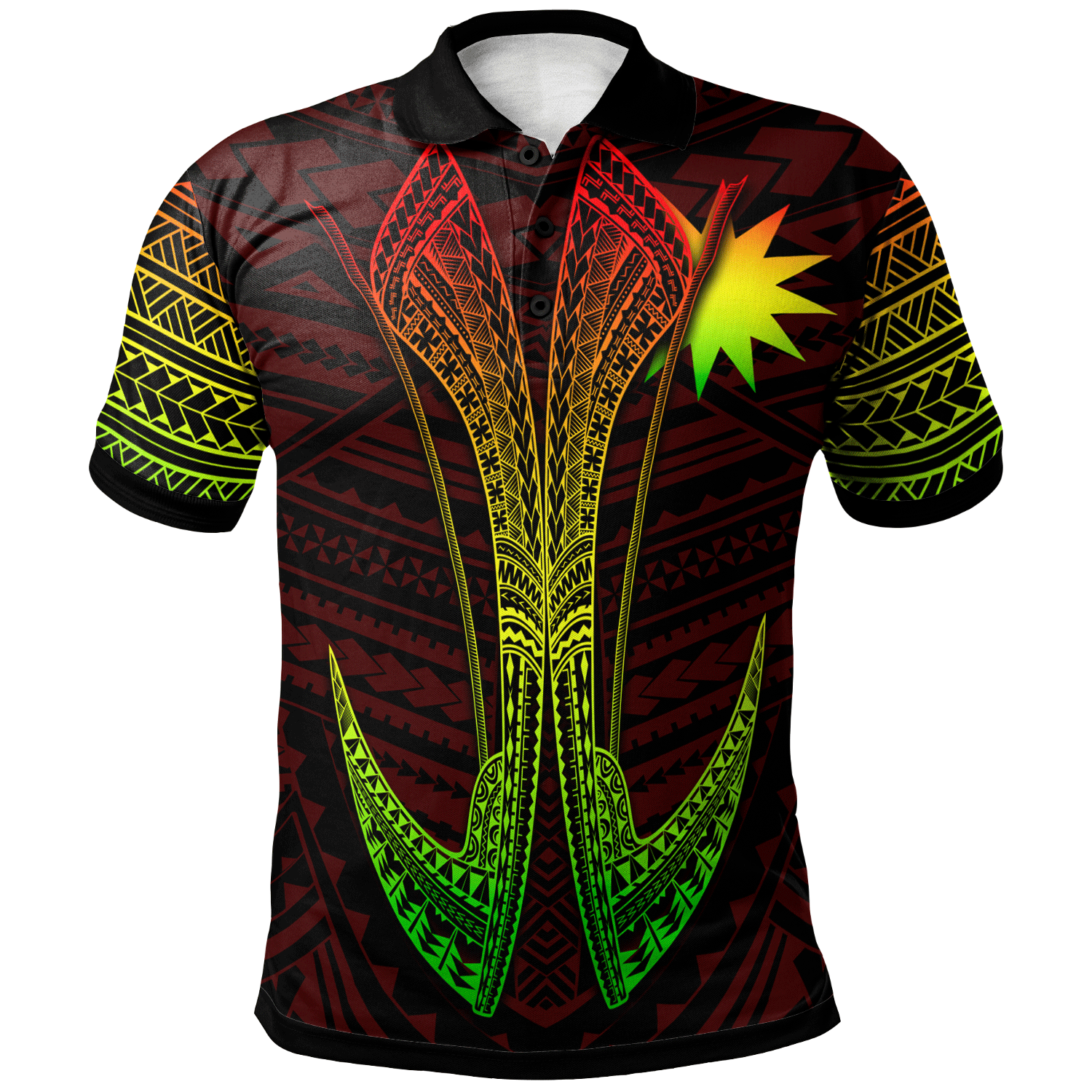 Nauru Custom Polo Shirt Fish Hook Ver2 Unisex Red - Polynesian Pride