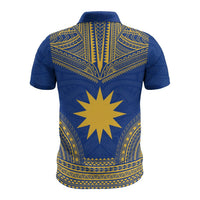 Nauru Polo Shirt Coat Of Arms Polynesian Chief Tattoo Flag Version - Polynesian Pride
