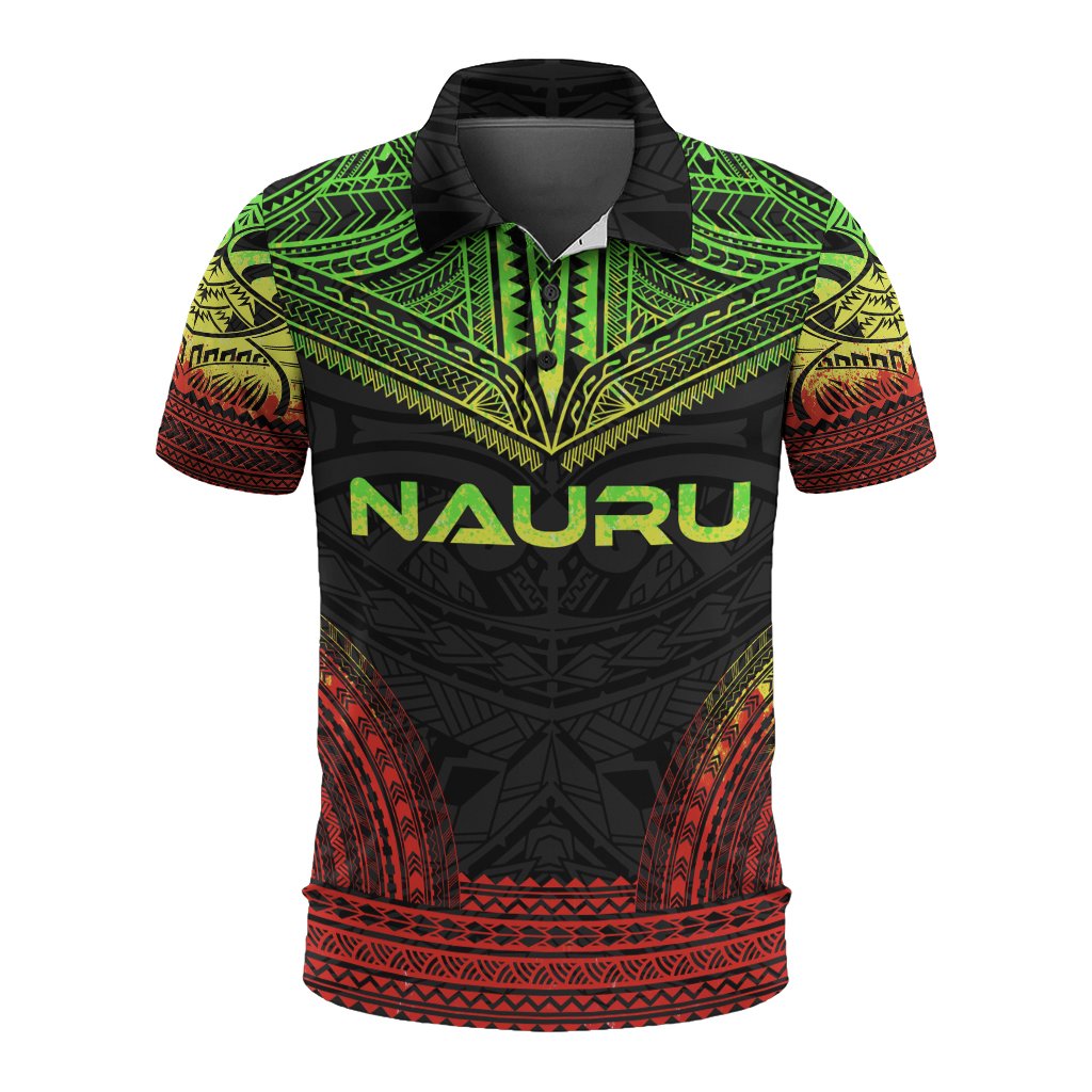 Nauru Polo Shirt Coat Of Arms Polynesian Chief Tattoo Reggae Version Unisex Reggae - Polynesian Pride