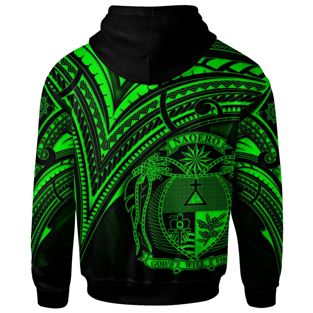 Nauru Zip Hoodie Green Color Cross Style - Polynesian Pride