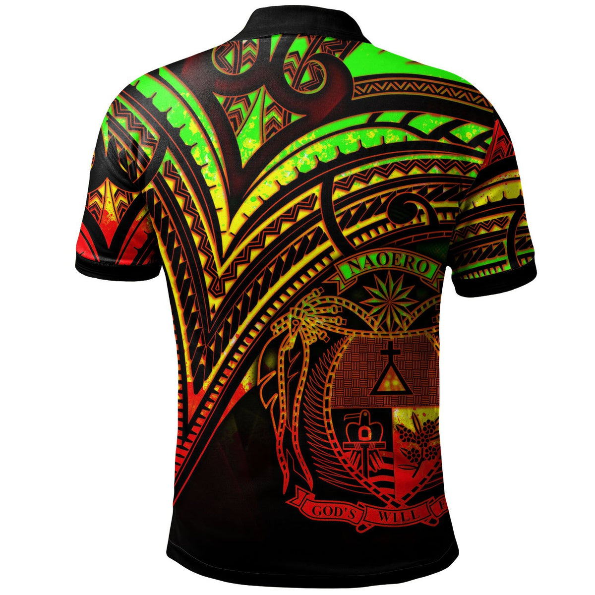 Nauru Polo Shirt Reggae Color Cross Style - Polynesian Pride
