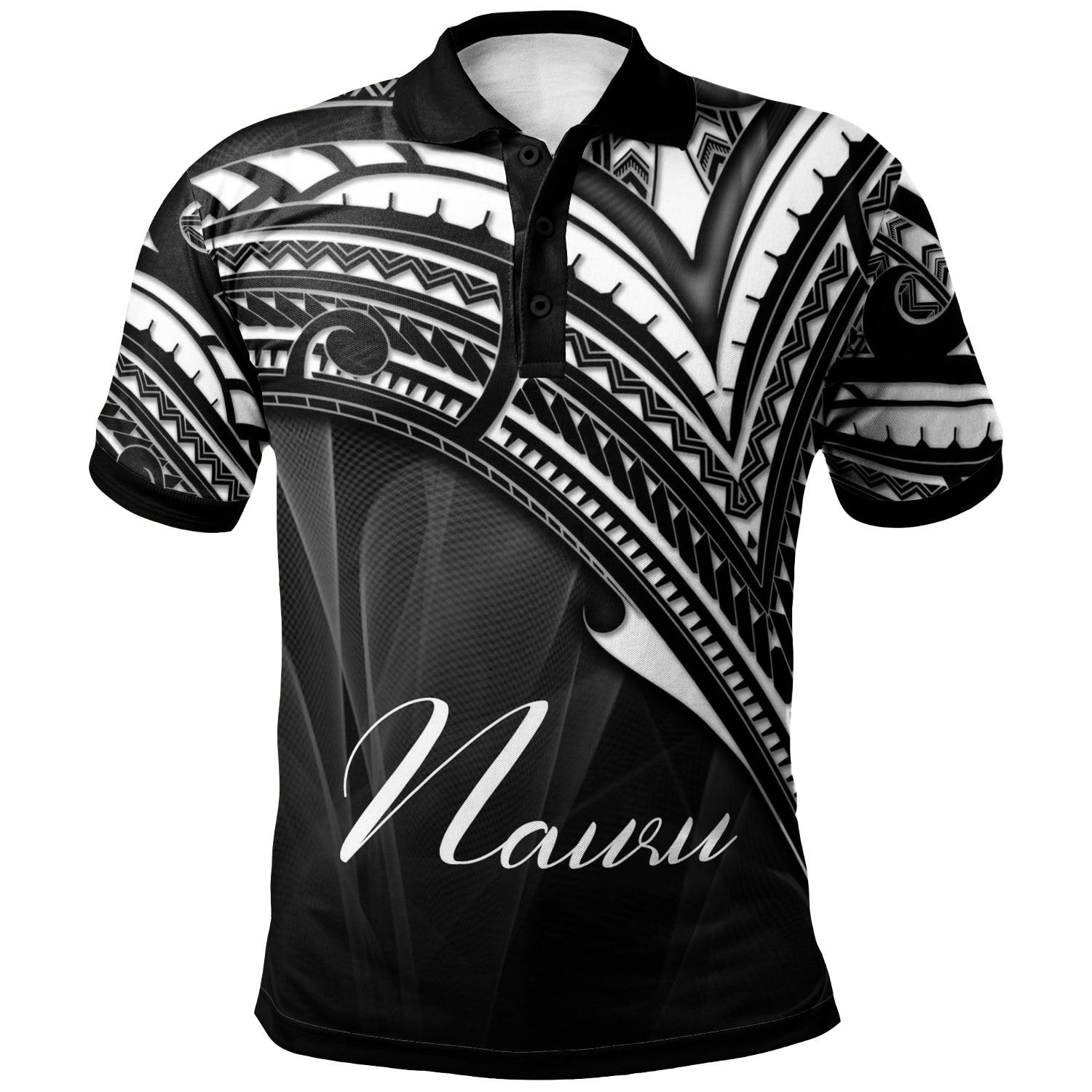Nauru Polo Shirt Cross Style Unisex Black - Polynesian Pride
