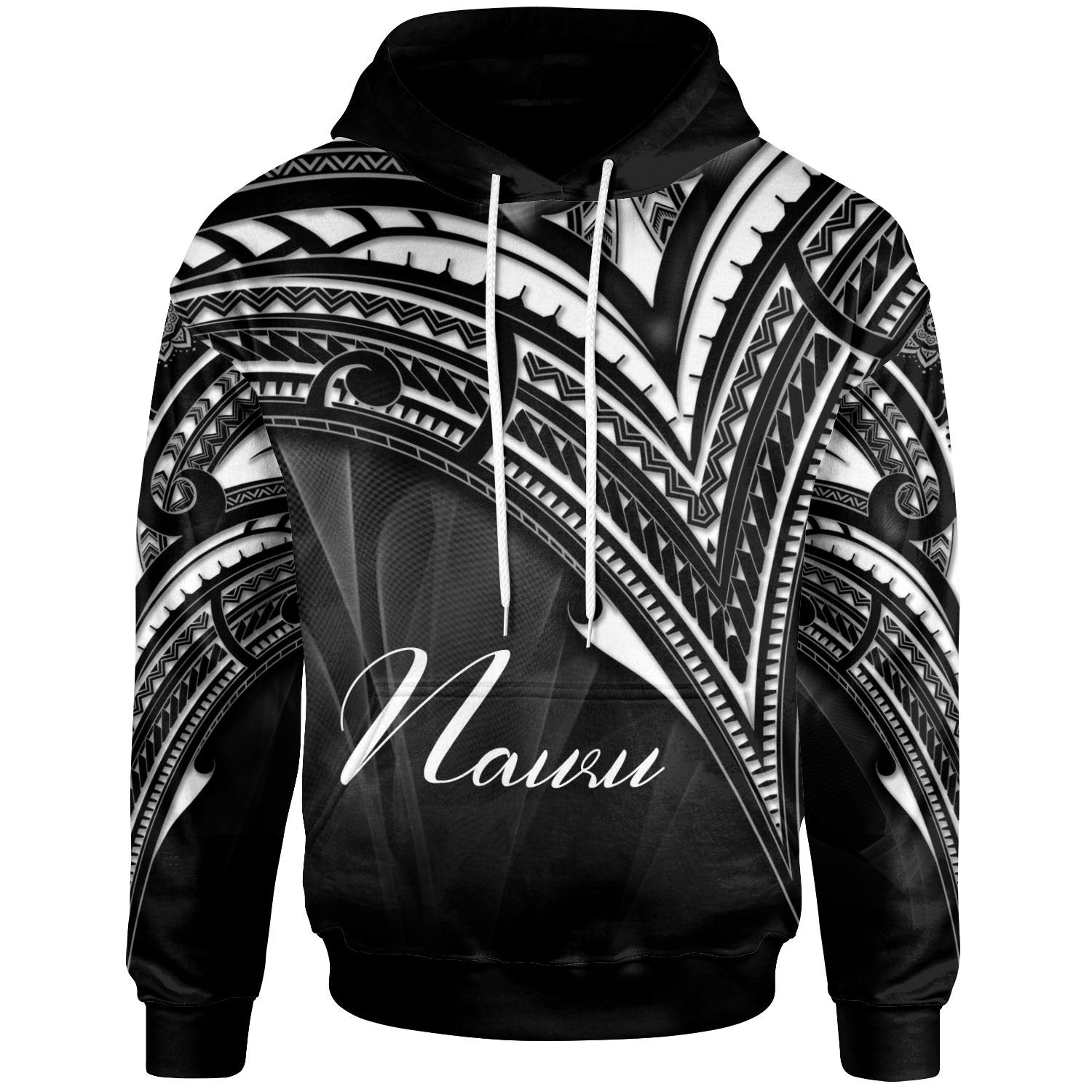 Nauru Hoodie Cross Style Unisex Black - Polynesian Pride