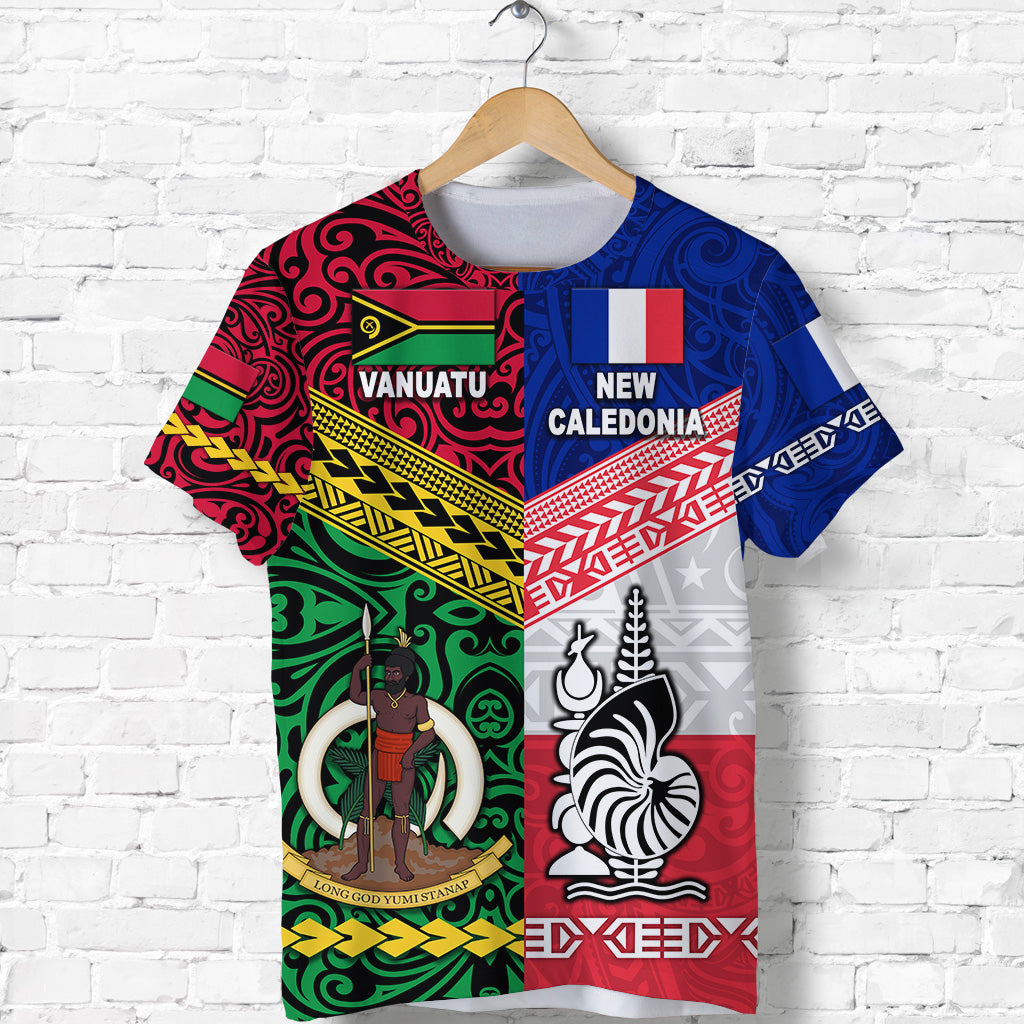 Vanuatu New Caledonia Flag Style T Shirt Together LT8 - Polynesian Pride