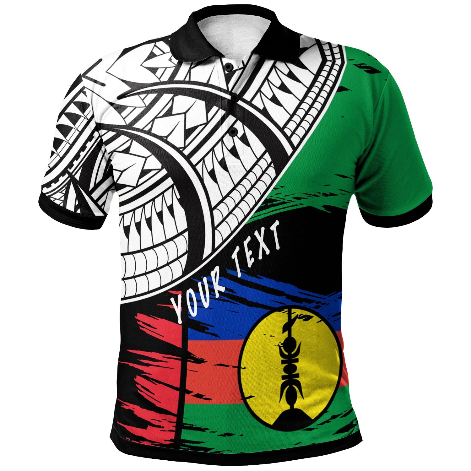 New Caledonia Custom Polo Shirt Kanaky Flag Style With Claw Pettern Unisex Green - Polynesian Pride