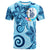 New Caledonia T Shirt Tribal Plumeria Pattern Unisex Blue - Polynesian Pride