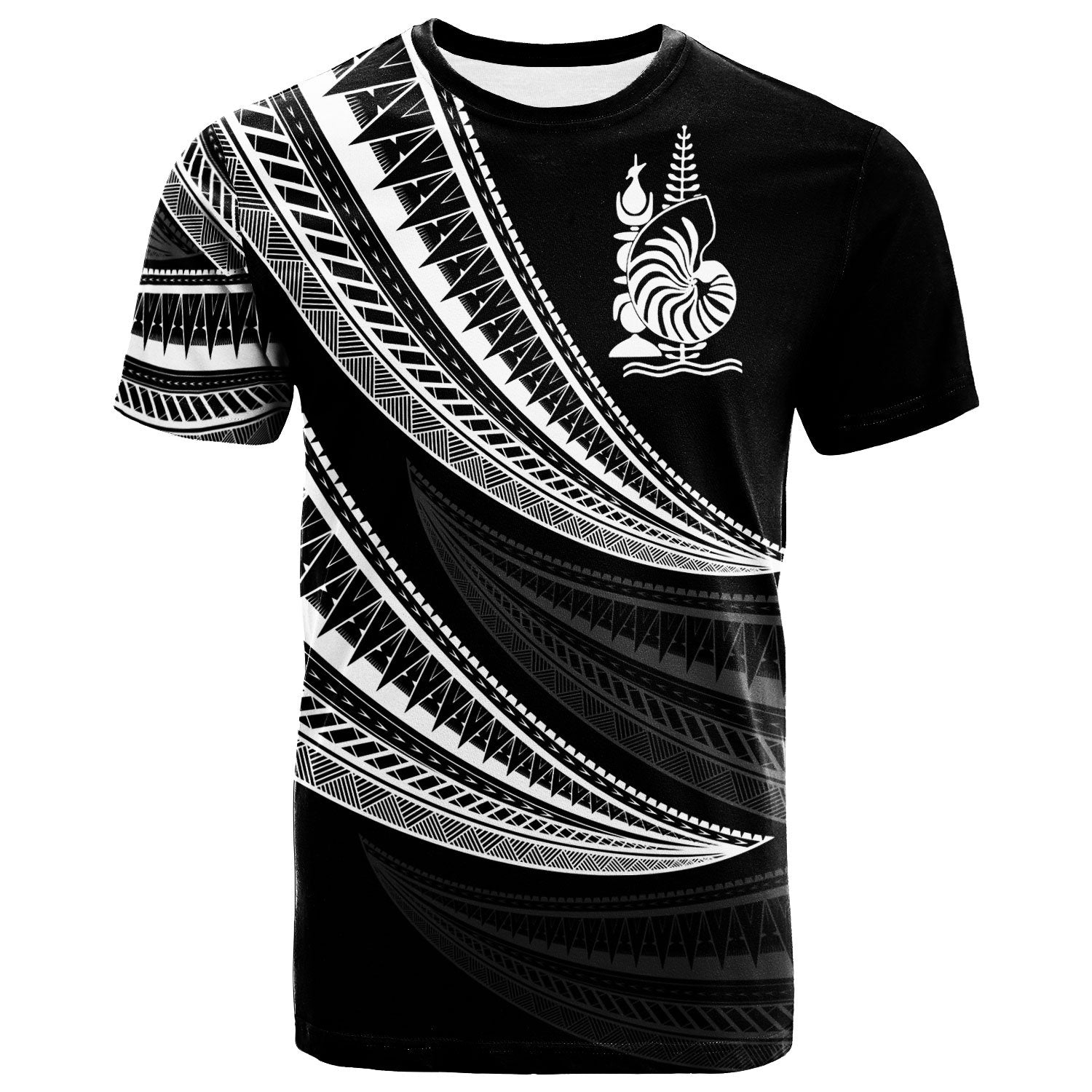 New Caledonia Custom T Shirt Wave Pattern Alternating White Color Unisex White - Polynesian Pride