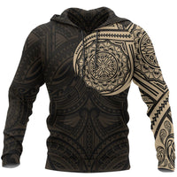 Hoodie Polynesian Golden Flowers Tattoo Style Unisex Gold - Polynesian Pride
