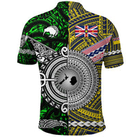 New Zealand Niue Polo Shirt Maori and Polynesian Together Green LT8 - Polynesian Pride
