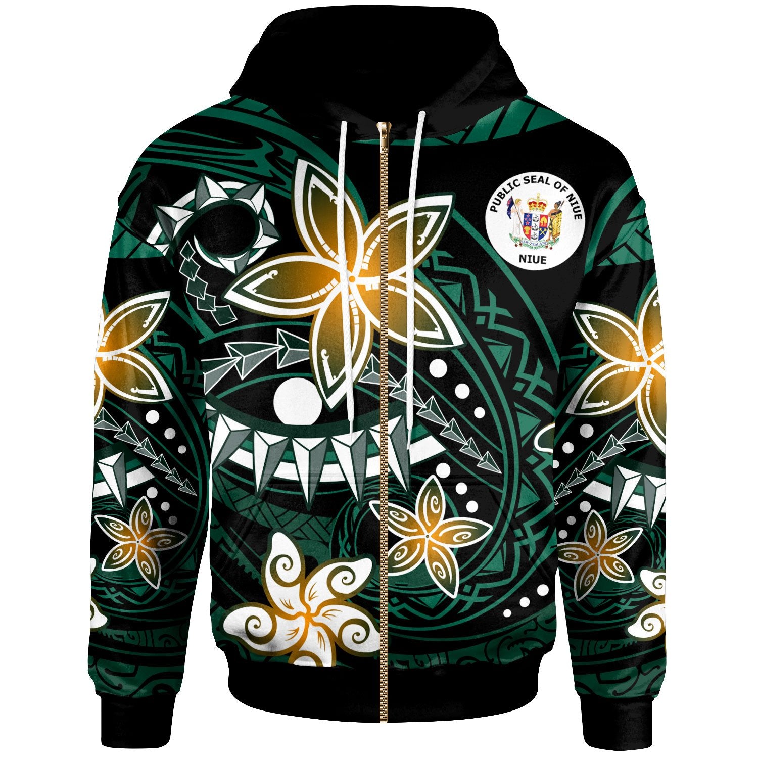 Niue Zip Hoodie Spring Style Black Color Unisex Black - Polynesian Pride