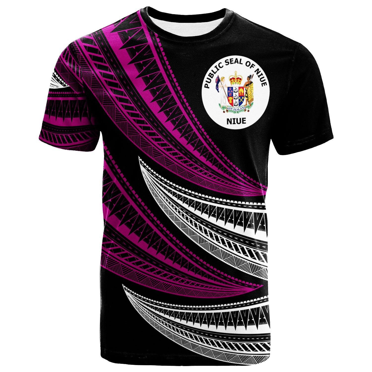 Niue Custom T Shirt Wave Pattern Alternating Purple Color Unisex Purple - Polynesian Pride