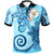 Niue Polo Shirt Tribal Plumeria Pattern Unisex Blue - Polynesian Pride