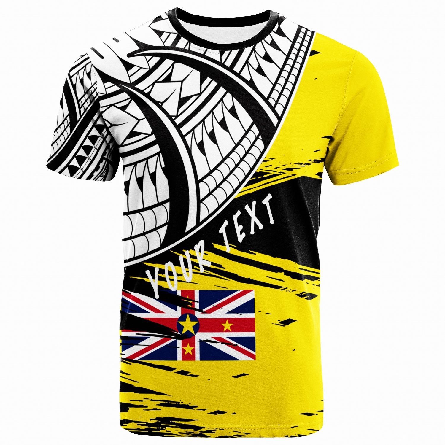 Niue Custom Personalised - T- Shirt - Niue Flag Style With Claw Pattern