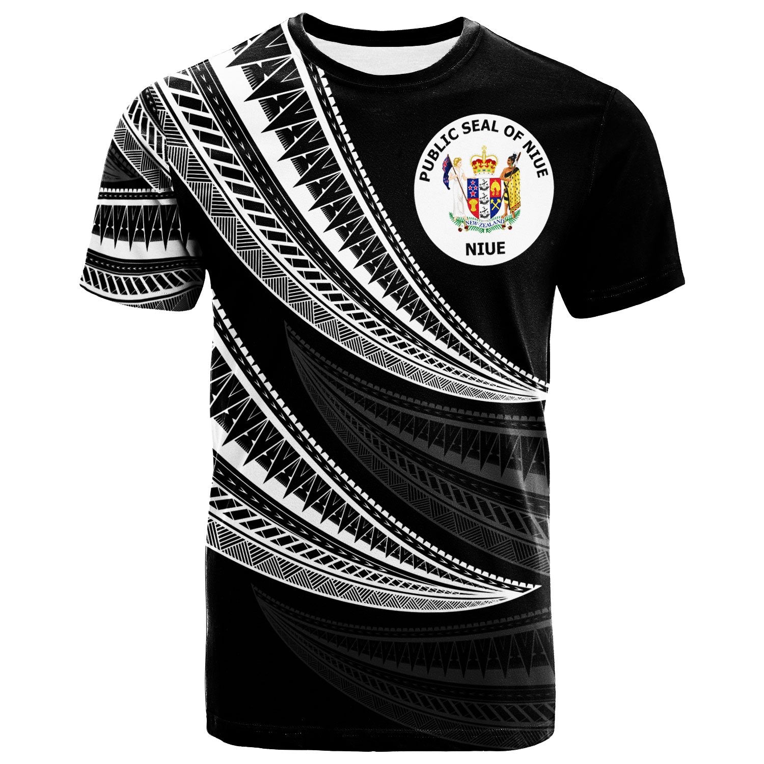 Niue Custom T Shirt Wave Pattern Alternating White Color Unisex White - Polynesian Pride