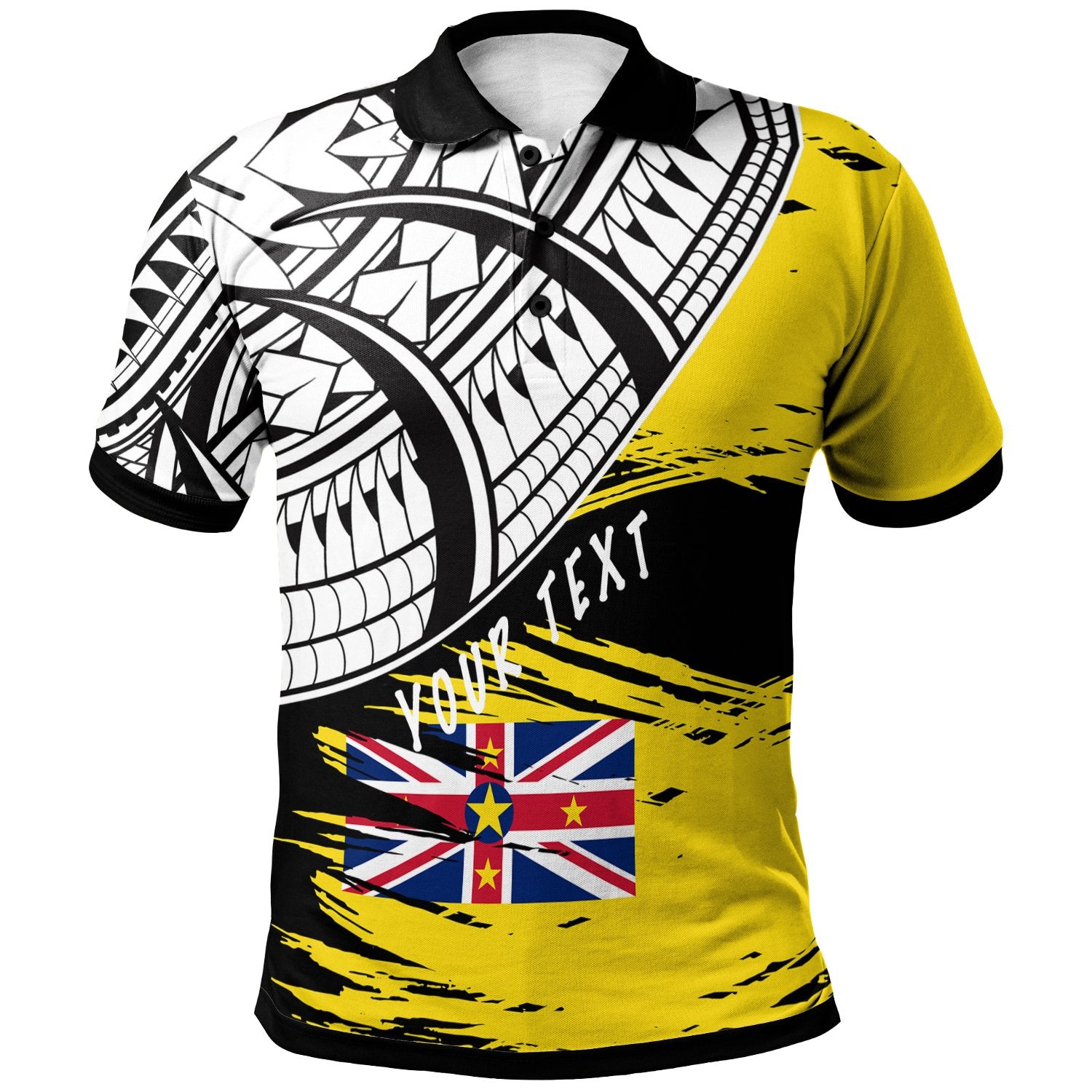 Niue Custom Polo Shirt Flag Style With Claw Pattern Unisex Yellow - Polynesian Pride