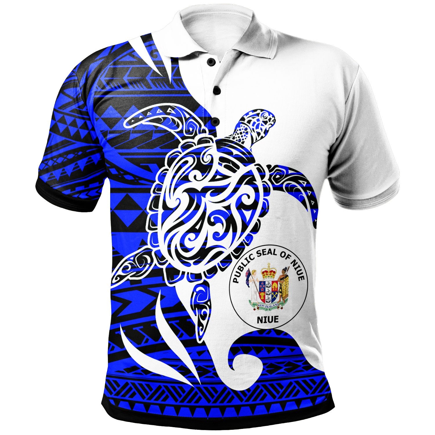 Niue Custom Polo Shirt Mega Turtle Unisex Blue - Polynesian Pride