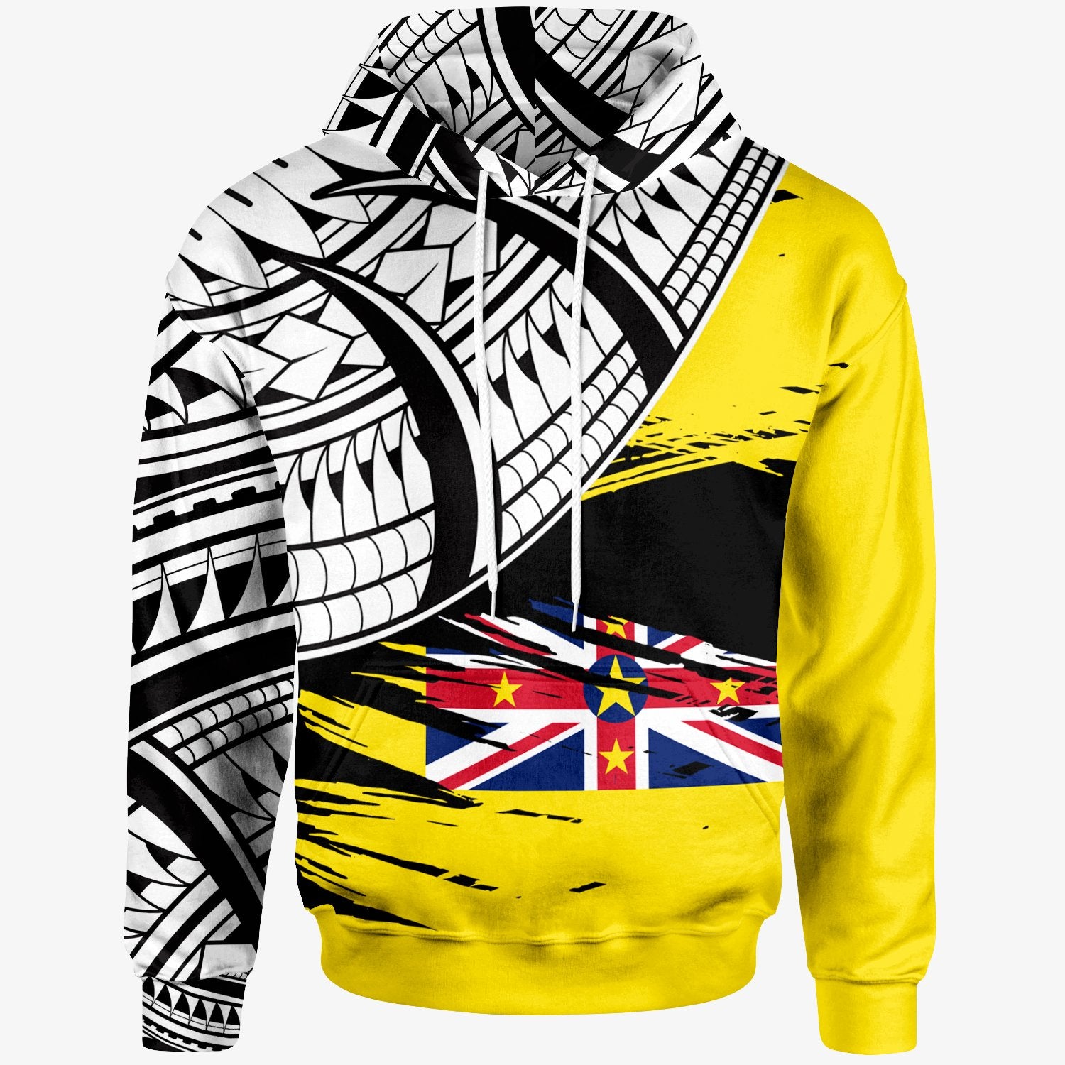 Niue Custom Hoodie Niue Flag Style With Claw Pattern Unisex Yellow - Polynesian Pride
