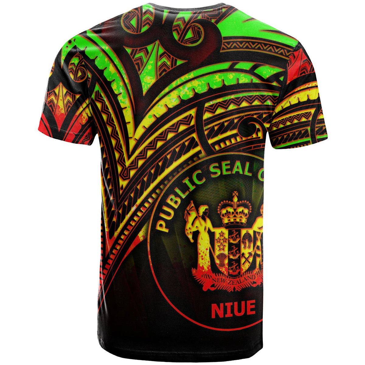 Niue T Shirt Reggae Color Cross Style - Polynesian Pride