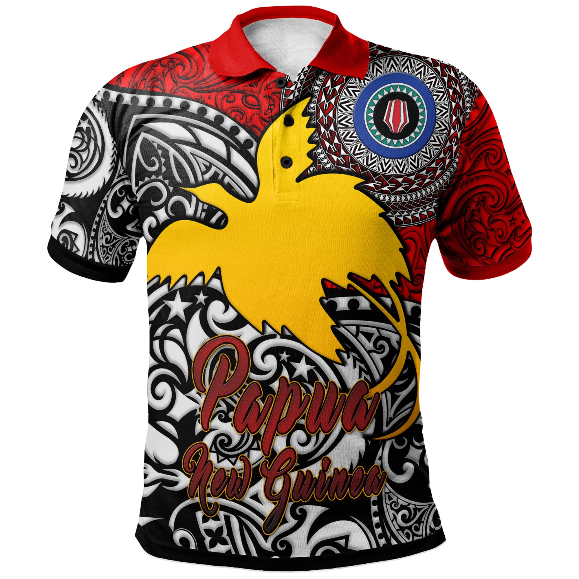 Papua New Guinea Polo Shirt Custom Bougainville Of Papua New Guinea With Polynesian Patterns Polo Shirt Art - Polynesian Pride