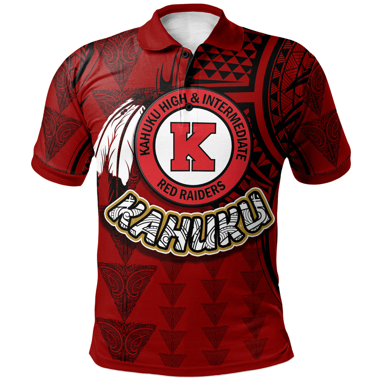 Hawaii Kahuku High and Intermediate School Custom Polo Shirt Hawaii Kahuku High Polynesian School With Triangle Stylized Pattern LT10 Red - Polynesian Pride