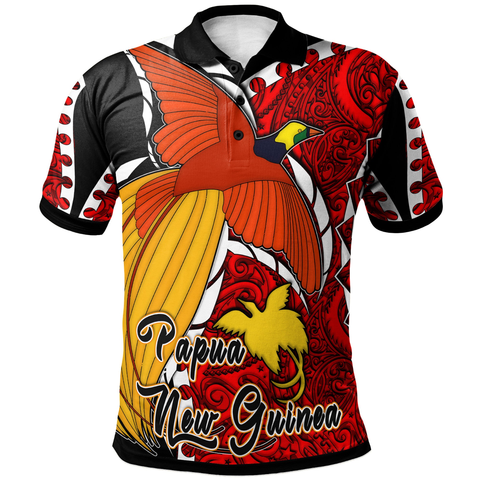 Papua New Guinea Polo Shirt Custom Paradise Bird Of Papua New Guinea with Polynesian Patterns Polo Shirt Art - Polynesian Pride
