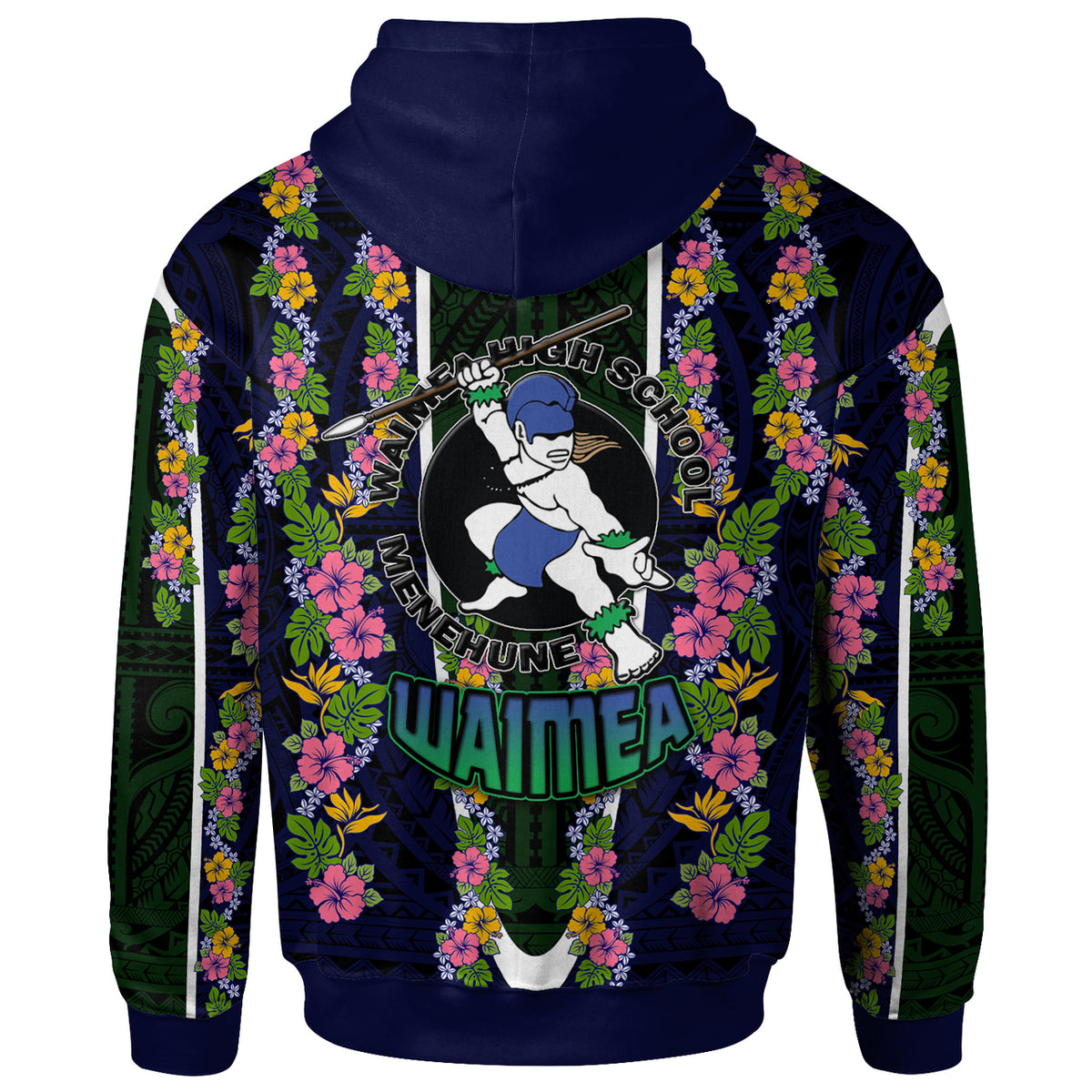 Hawaii Waimea High School Custom Hoodie Waimea High School Polynesian With Floral Pattern LT10 - Polynesian Pride