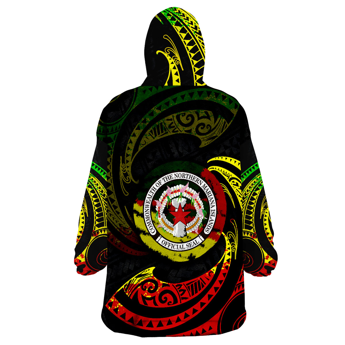 Northern Mariana Islands Reggae Tribal Wave Wearable Blanket Hoodie LT9 - Polynesian Pride