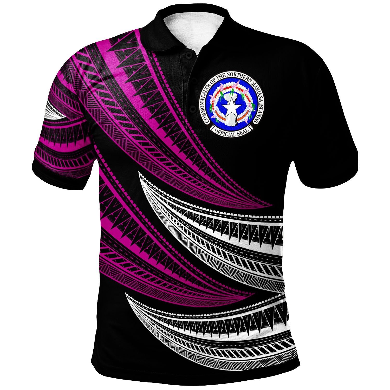Northern Mariana Islands Custom Polo Shirt Wave Pattern Alternating Purple Color Unisex Purple - Polynesian Pride