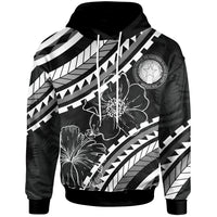 CNMI Hoodie Palm Leaf Texture Black Unisex Black - Polynesian Pride