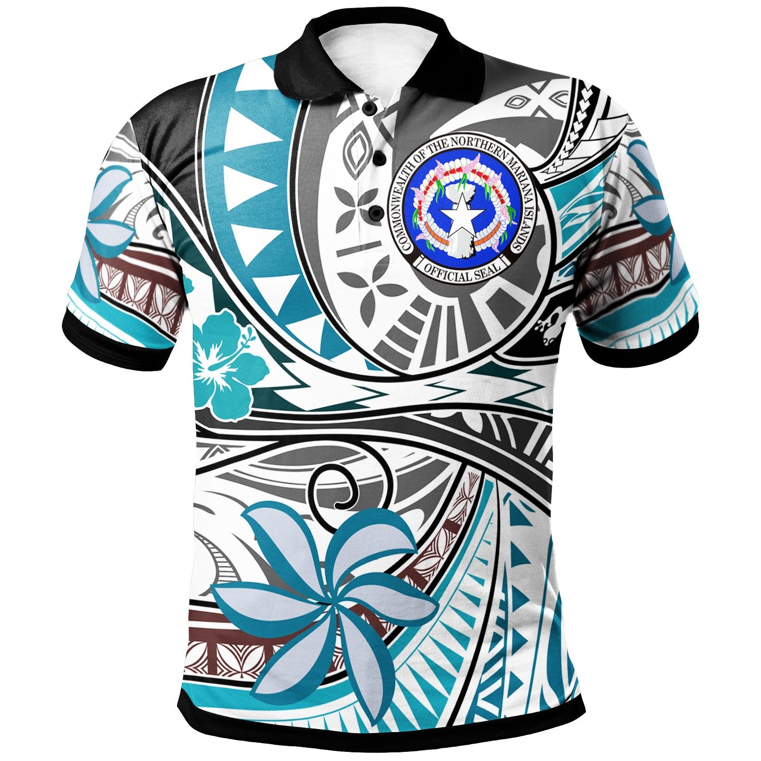 Northern Mariana Islands Polo Shirt Flower and Flow Unisex Blue - Polynesian Pride