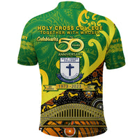 Whosfa Celebrates HCC Anniversary Fiji Australia Aboriginal Polo Shirt Silver Fern Koru Vibes Green LT8 - Polynesian Pride