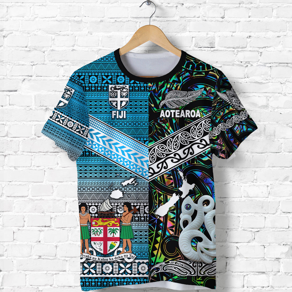 Custom New Zealand Maori Aotearoa Fiji Tapa Together T Shirt Paua Shell, Custom Text and Number LT8 - Polynesian Pride