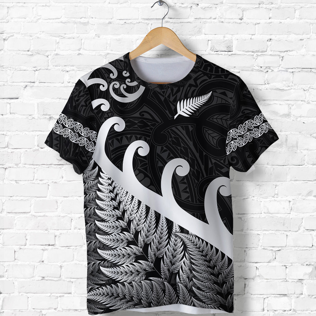New Zealand Rugby Maori T Shirt Silver Fern Koru Vibes Black LT8 - Polynesian Pride