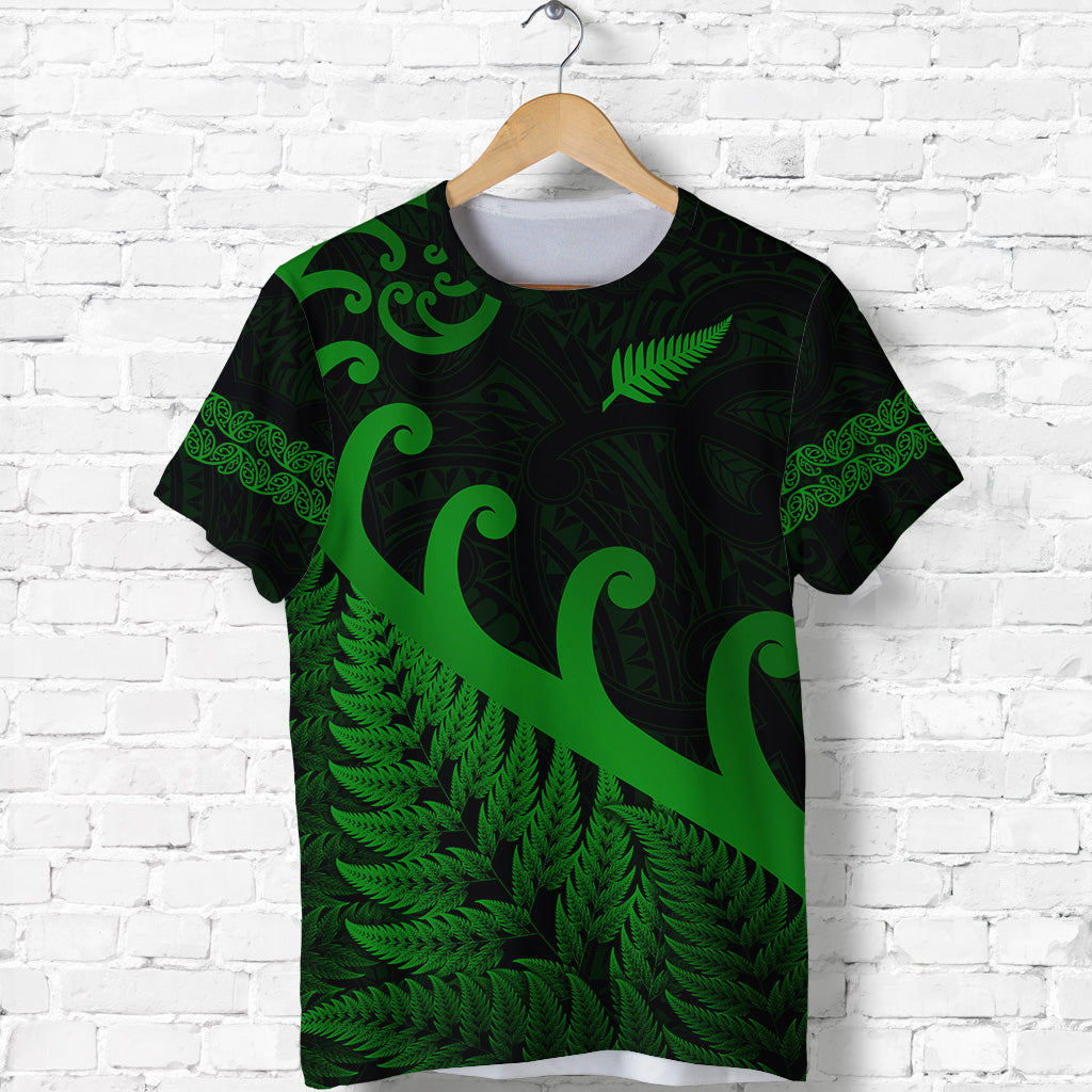 New Zealand Rugby Maori T Shirt Silver Fern Koru Vibes Green LT8 - Polynesian Pride